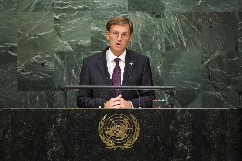 © Reuters. Premiê esloveno Miro Cerar faz discurso na ONU 