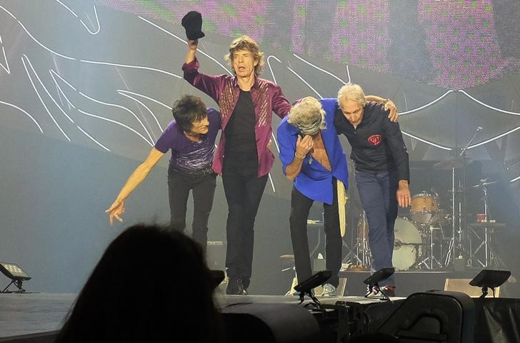 © Reuters. Ron Wood, Mick Jagger, Keith Richards e Charlie Watts, dos Rolling Stones, durante show nos Estados Unidos