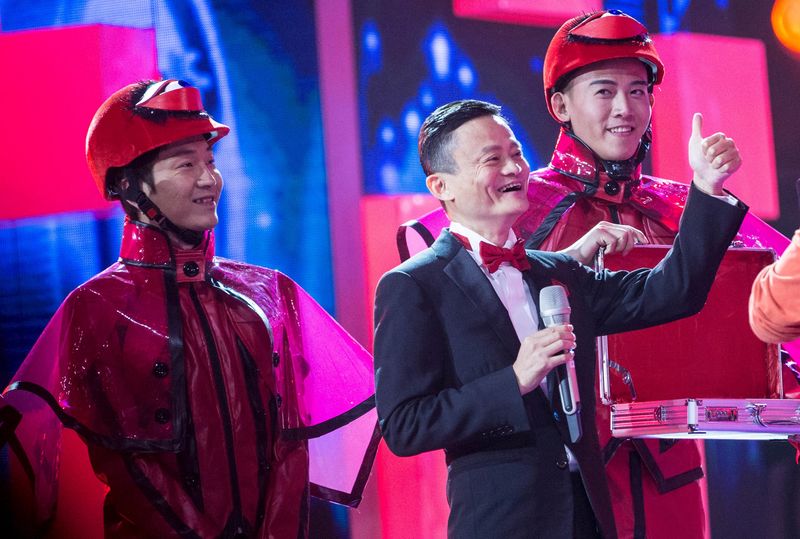 © Reuters. Alibaba founder and chairman Jack Ma gestures as he attends Alibaba Group's 11.11 Global shopping festival in Beijing