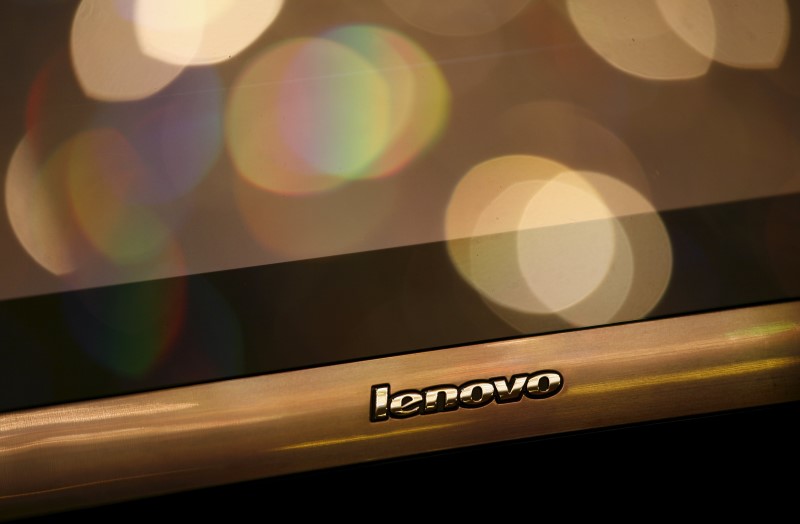 © Reuters. File photo of a Lenovo monitor on display during a news conference in Hong Kong