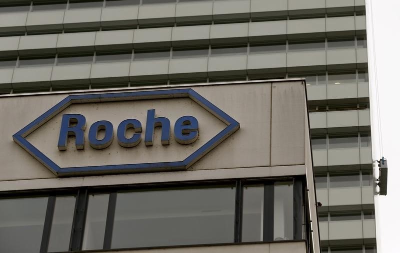 © Reuters. Swiss drugmaker Roche's logo is seen at their headquarters in Basel, Switzerland