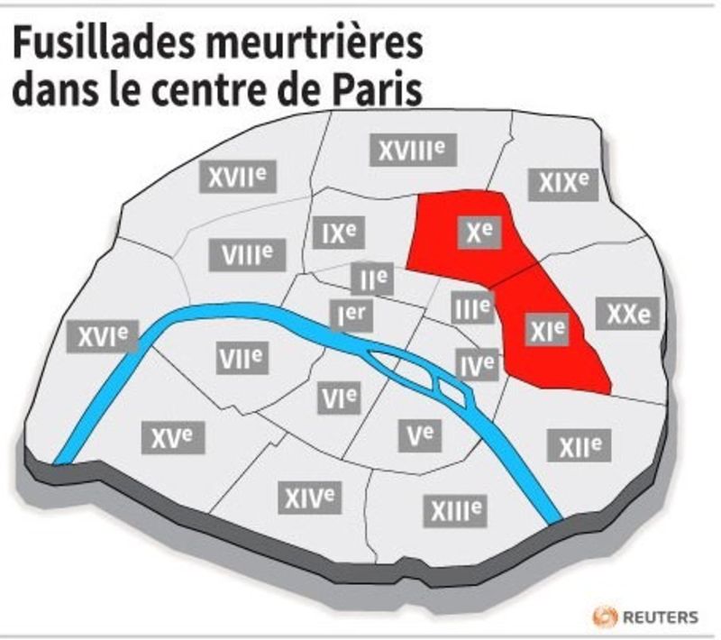 © Reuters. FUSILLADES MEURTRIÈRES DANS LE CENTRE DE PARIS