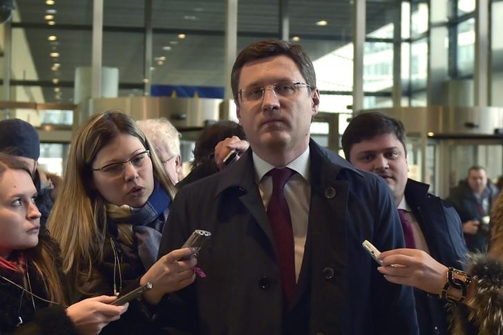 © Reuters. Russia's Energy Minister Novak arrives at the European Commission headquarters in Brussels ahead of a meeting with EU officials