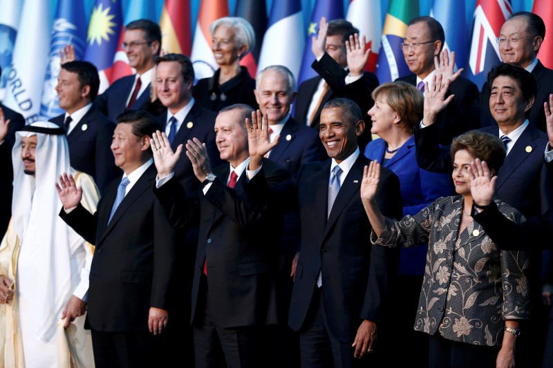 © Reuters. LES PAYS DU G20 PRÊTS À UTILISER TOUS LES OUTILS NÉCESSAIRES POUR SOUTENIR LA CROISSANCE