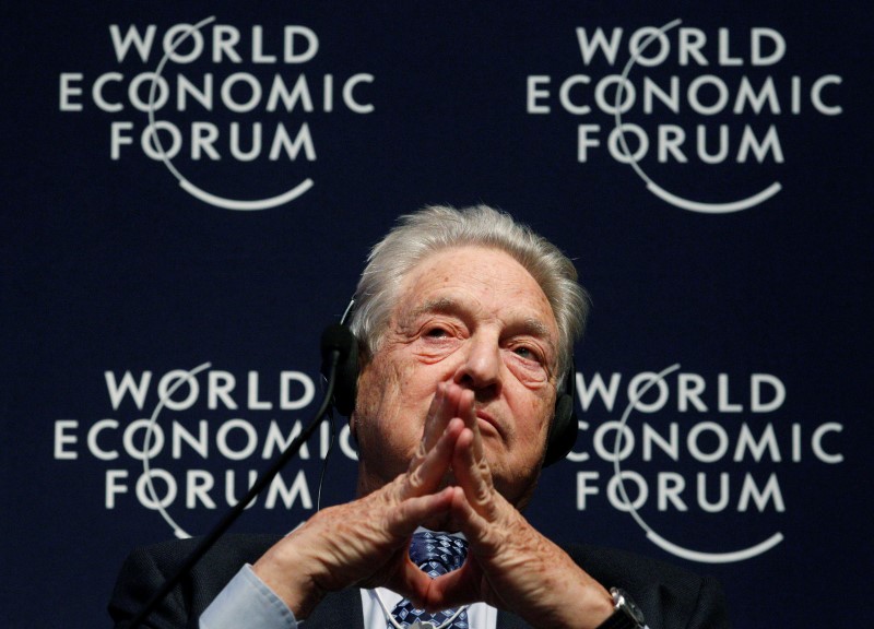 © Reuters. Soros Fund Management Chairman, Soros, attends a session at the World Economic Forum in Davos