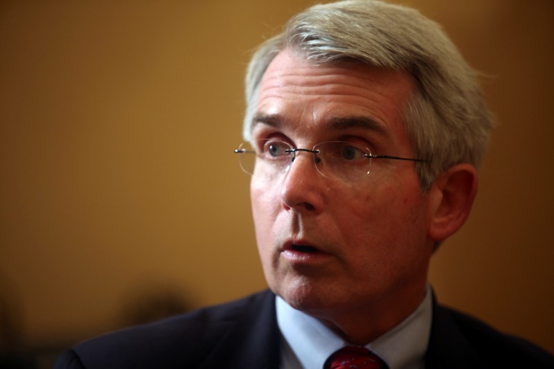 © Reuters. Charles (Wick) Moorman, chief executive of Norfolk Southern Corporation, speaks during an interview during the Business Council meeting of U.S. Executives in Cary