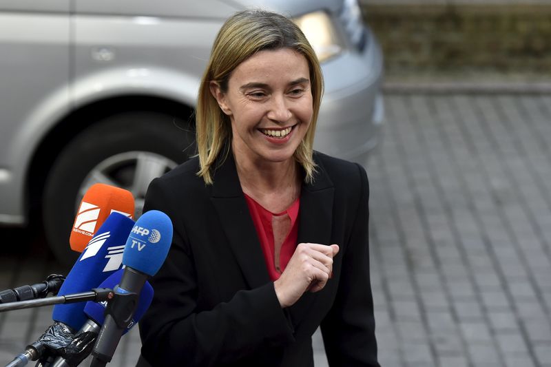 © Reuters. EU foreign policy chief Mogherini arrives at a European Union leaders summit in Brussels