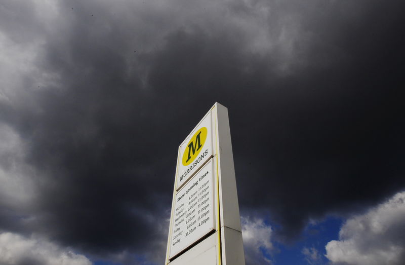 © Reuters. File photo of a Morrisons sign as seen outside a supermarket in north London