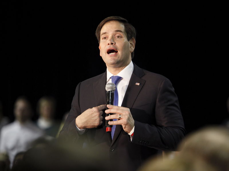 © Reuters. U.S. Republican presidential candidate Marco Rubio speaks at a campaign rally in Raleigh, North Carolina