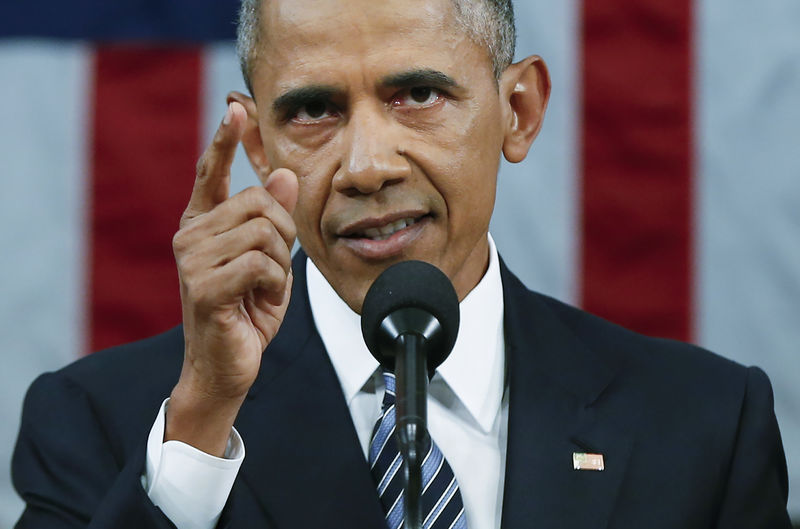 © Reuters. U.S. President Obama delivers final State of the Union address to a joint session of Congress in Washington