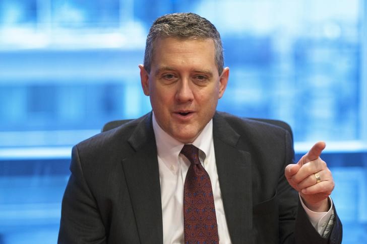 © Reuters. St. Louis Fed President James Bullard speaks about the U.S. economy during an interview in New York