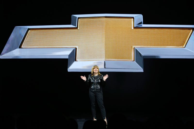 © Reuters. File photo of General Motors Chairman and CEO Mary Barra speaks during a keynote address at the 2016 CES trade show in Las Vegas