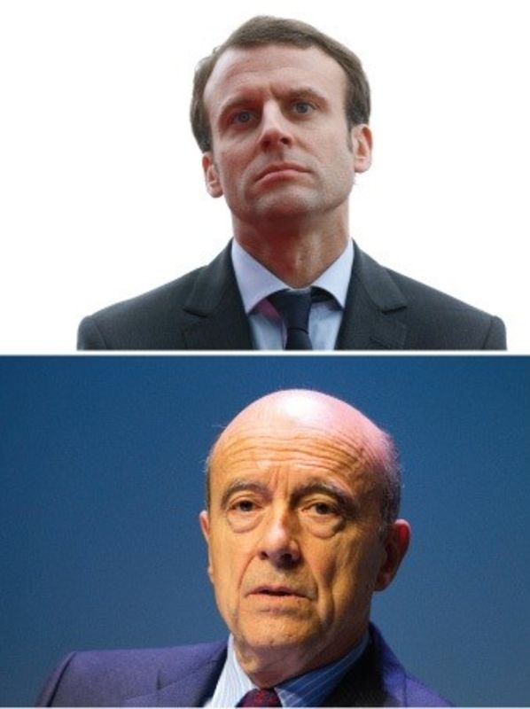 © Reuters. EMMANUEL MACRON ET ALAIN JUPPÉ EN TÊTE DES BONNES OPINIONS DANS UN SONDAGE