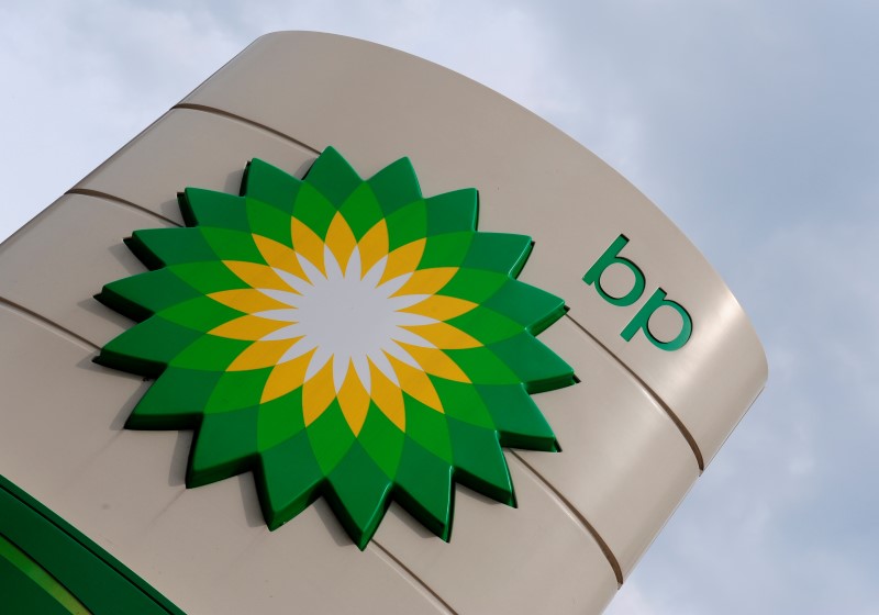 © Reuters. A British Petroleum logo is seen at a petrol station in south London