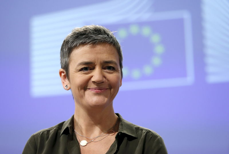 © Reuters. La commissaria Ue alla concorrenza Margrethe Vestager