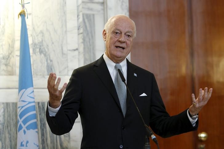 © Reuters. Enviado especial da ONU para a Síria, Staffan de Mistura, durante entrevista coletiva em Roma