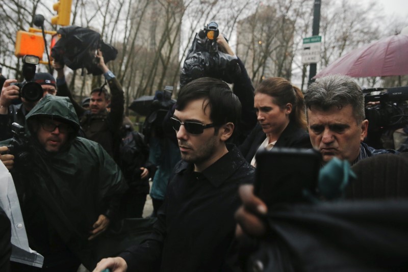 © Reuters. Martin Shkreli departs the U.S. Federal Court in New York 