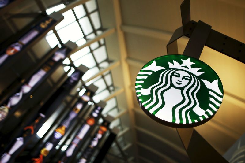 © Reuters. A Starbucks store is seen inside the Tom Bradley terminal at LAX airport in Los Angeles in this file photo