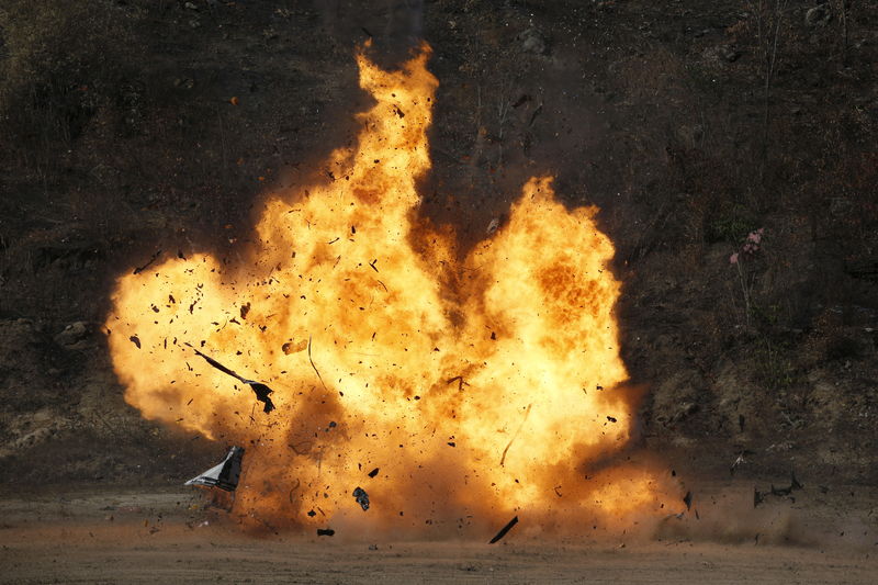 © Reuters. A vehicle is blown up during a course on blast scene investigation near Hua Hin