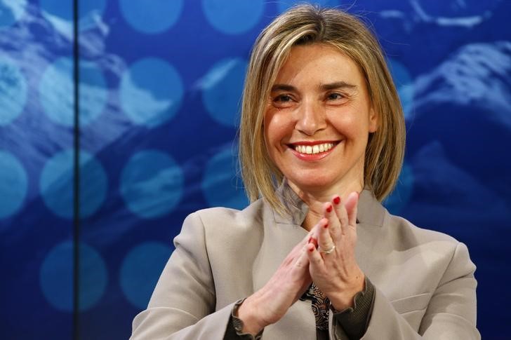 © Reuters. High Representative of the European Union for Foreign Affairs and Security Policy Mogherini attends the annual meeting of the World Economic Forum (WEF) in Davos