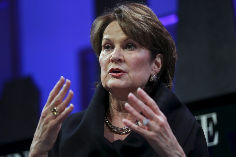 © Reuters. Marillyn Hewson, Chairman, President and CEO of Lockheed Martin, participates in a panel discussion at the 2015 Fortune Global Forum in San Francisco