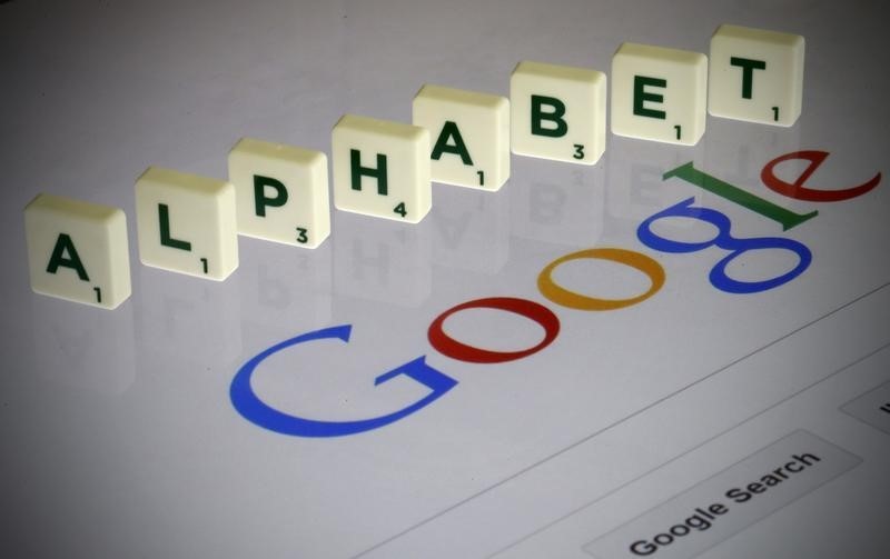 © Reuters. Letters spell the word "Alphabet" as they are seen on a computer screen with a Google search page in this photo illustration taken in Paris