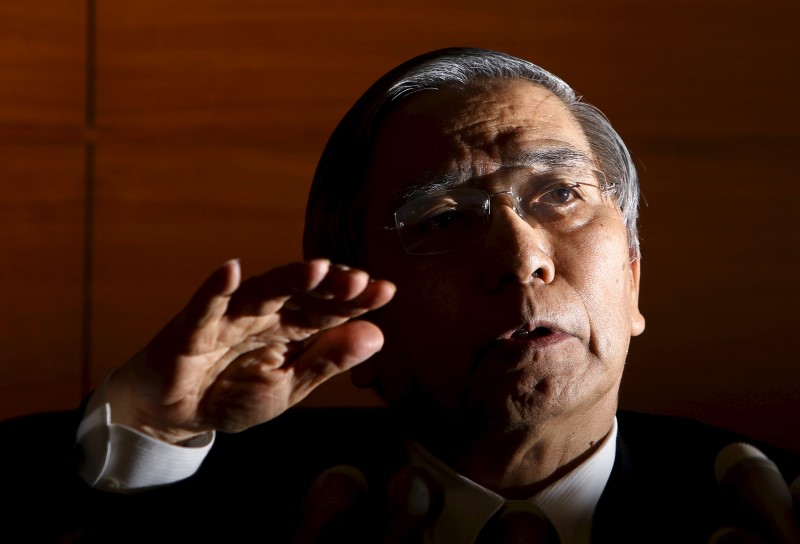 © Reuters. Bank of Japan Governor Kuroda speaks during a news conference at the BOJ headquarters in Tokyo