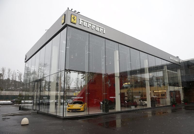 © Reuters. View shows Ferrari showroom outside Moscow
