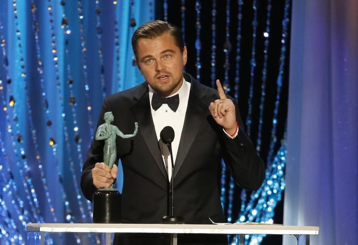 © Reuters. Leonardo Dicaprio recebe prêmio do sindicato em Los Angeles