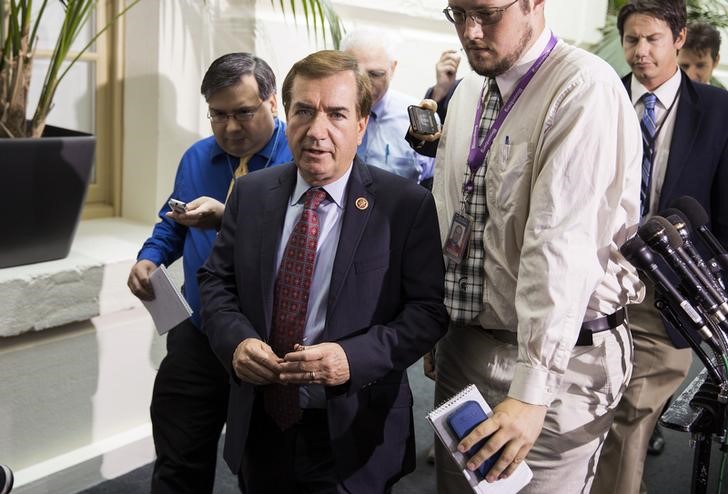 © Reuters. Representative Ed Royce (R-CA) leaves a Republican caucus meeting at the Capitol in Washington