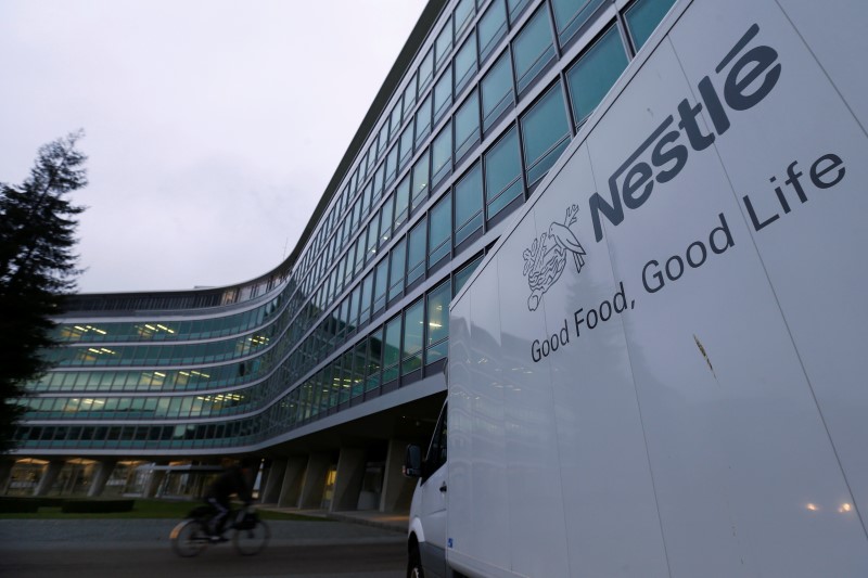 © Reuters. A Nestle logo is pictured on a van outside the company headquarters in Vevey