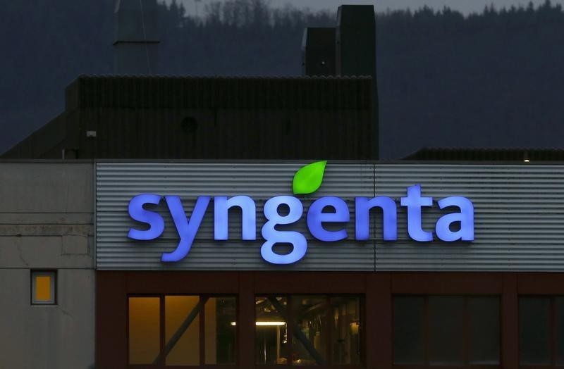 © Reuters. Logo of Syngenta on it's plant in Muenchwilen