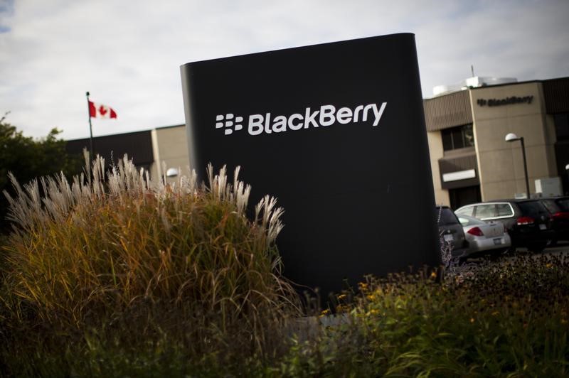 © Reuters. A sign is seen at the Blackberry campus in Waterloo
