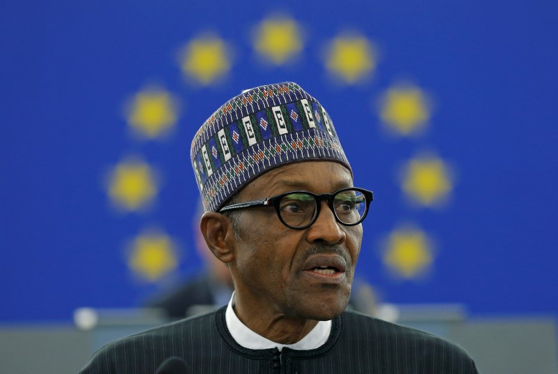 © Reuters. Nigeria's President Buhari addresses the European Parliament in Strasbourg