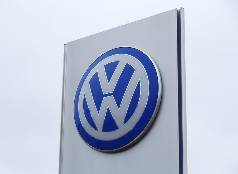 © Reuters. Volkswagen sign is seen at a Volkswagen dealership in Carlsbad