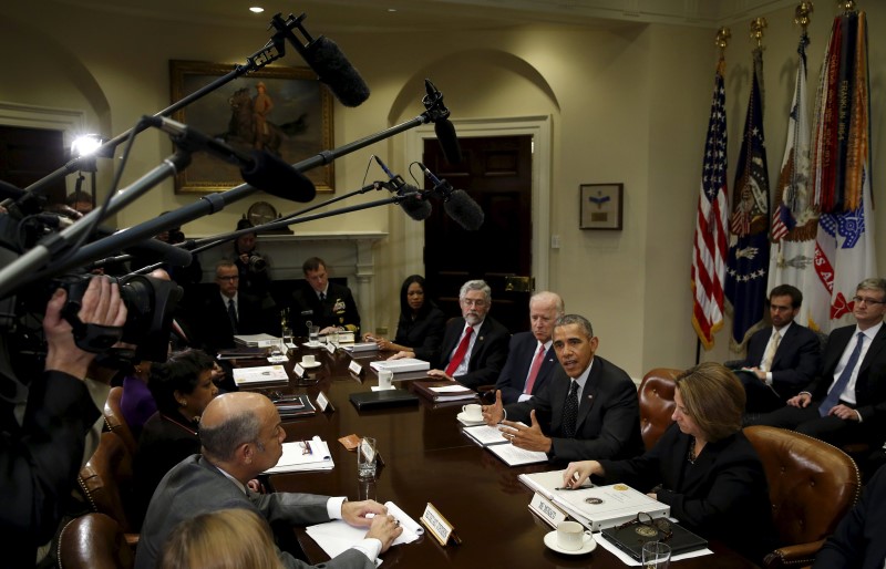 © Reuters. President Obama meets with his national security team in Washington