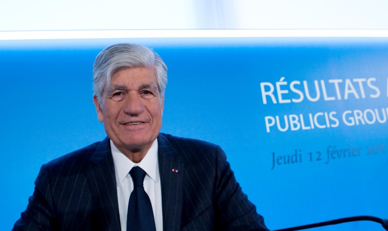 © Reuters. Maurice Levy, French advertising group Publicis Chief executive, poses before the company's 2014 annual results presentation in Paris