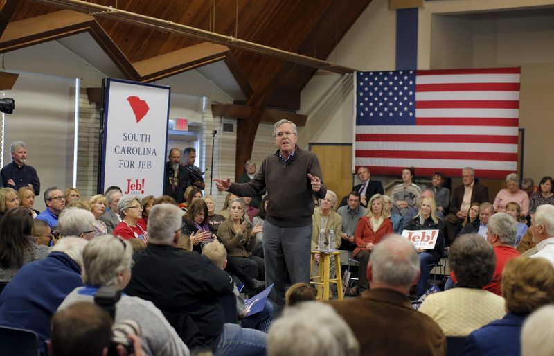 © Reuters. U.S. Republican presidential candidate Jeb Bush speaks during a campaign event in Sumter