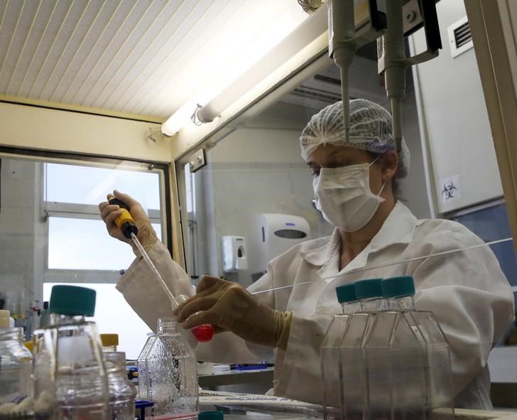 © Reuters. Pesquisadora trabalha com mosquito Aedes aegypti em laboratório da Universidade de Campinas