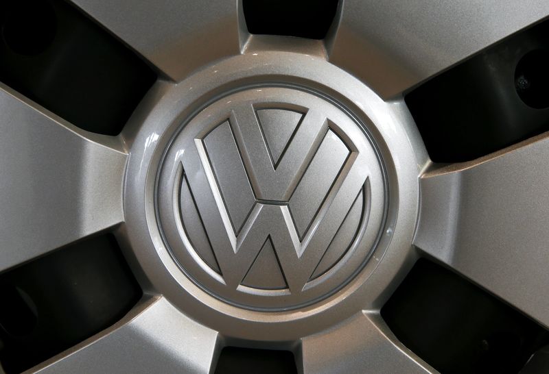 © Reuters. Logo of German carmaker Volkswagen is seen on a wheel at a showroom of AMAG in Duebendorf
