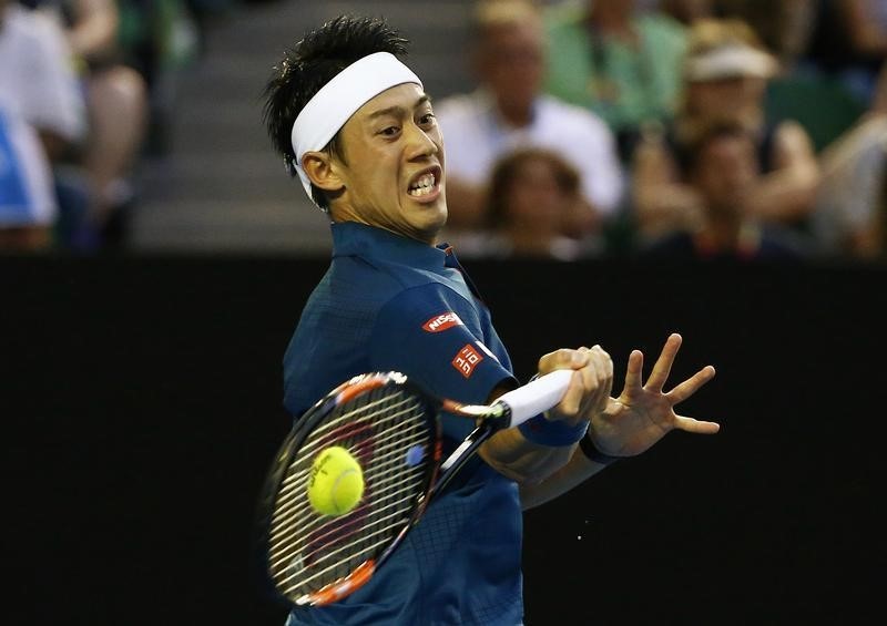 © Reuters. الياباني نيشيكوري يفوز ببطولة ممفيس للتنس