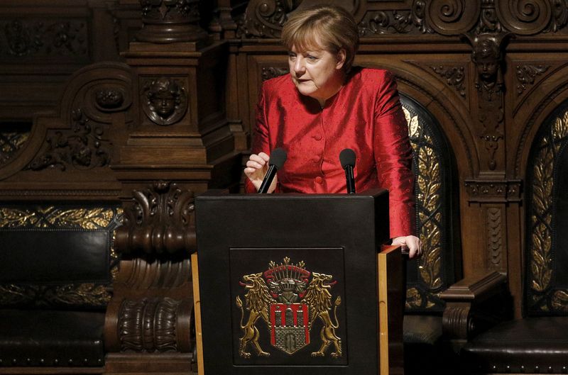 © Reuters. Merkel faz discurso em Hamburgo