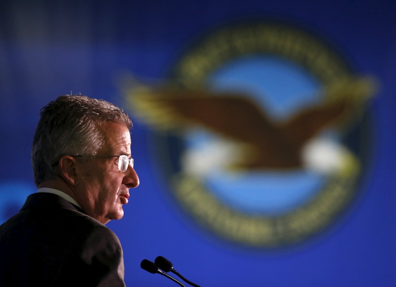 © Reuters. Pratt and Whitney's President Bob Leduc speaks during the opening ceremony of their first manufacturing facility in Singapore