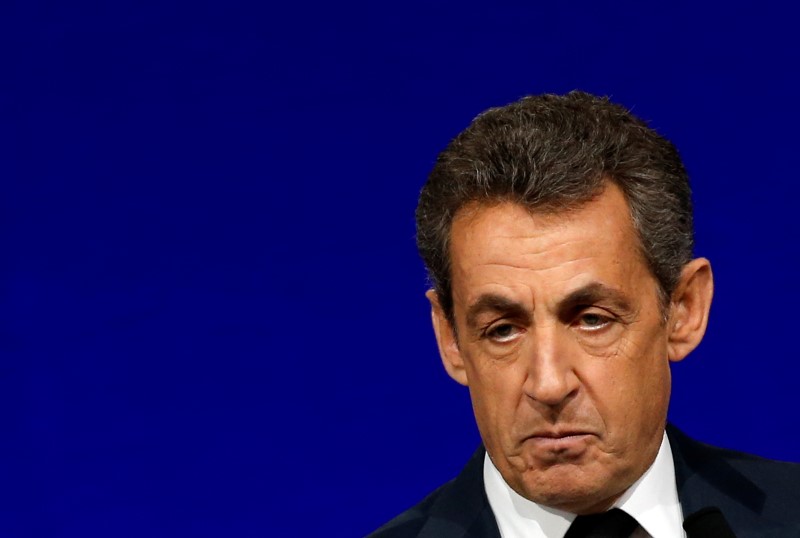 © Reuters. File photo of Nicolas Sarkozy, head of France's Les Republicains political party and former French President, speaks on the second day of his party's national council in Paris