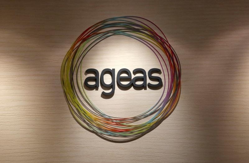 © Reuters. Company logo of Ageas is displayed at its customer service centre in Hong Kong