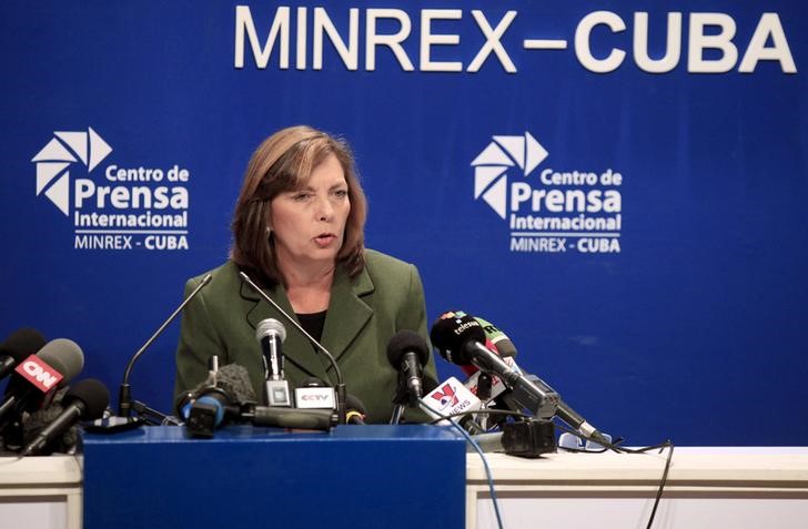 © Reuters. Josefina Vidal, diretora para assuntos ligados aos Estados Unidos no Ministério das Relações Exteriores de Cuba, dá entrevista coletiva em Havana