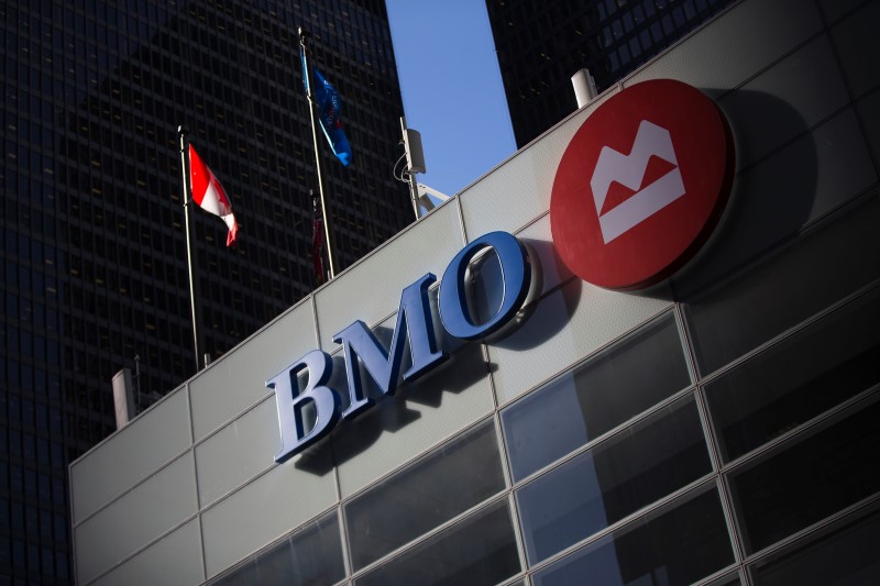 © Reuters. The logo for the Bank of Montreal is seen at its branch Toronto