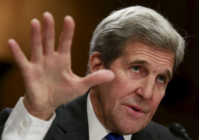 © Reuters. Secretary of State John Kerry testifies before a Senate Foreign Relations Committee hearing