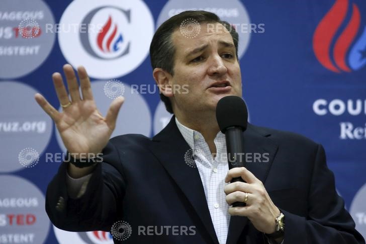 © Reuters. El aspirante republicano a la presidencia de Estados Unidos Ted Cruz realiza un mitin de campaña en la ciudad de Perry, en el estado de Georgia