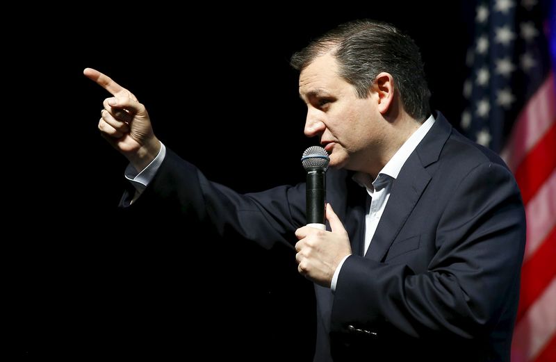 © Reuters. U.S. Republican presidential candidate Ted Cruz speaks at a campaign rally in Dallas, Texas